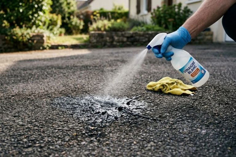 vinaigre blanc sur goudron