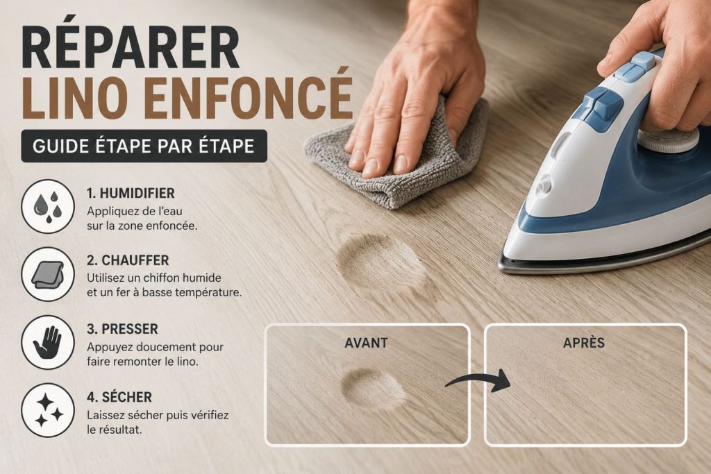 Réparer lino enfoncé : 3 méthodes pour un sol comme neuf